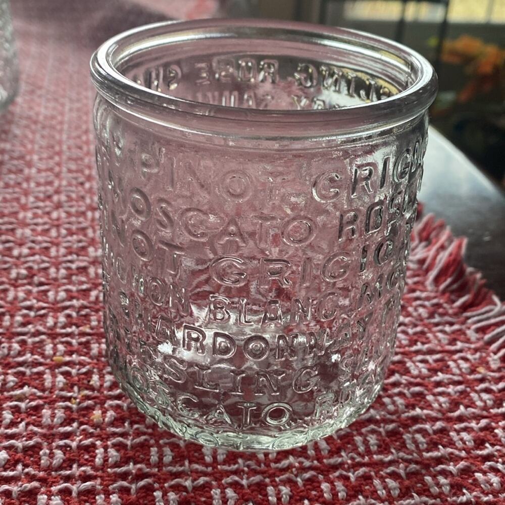 Rochester set of five wine clear heavy logo stemless glasses
